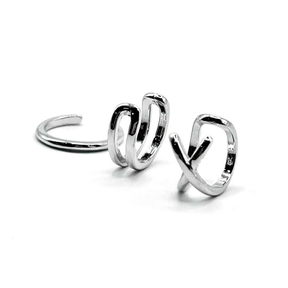 925 Sterling Silver Jacket Earrings Ear Cuffs Piercing Clip On Earrings